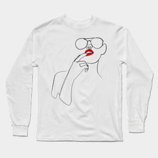 Women expression one line art Long Sleeve T-Shirt